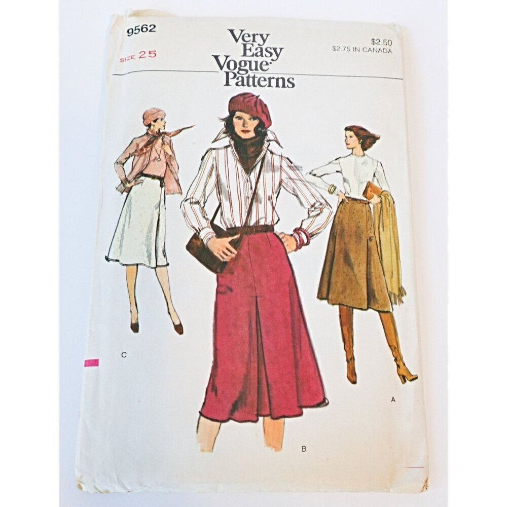 Vogue 9562 Sewing Pattern Very Easy Misses' Skirt A Line Uncut Size 10